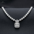 FultonSouvenirs™ Radiant Square Halo Pendant Necklace